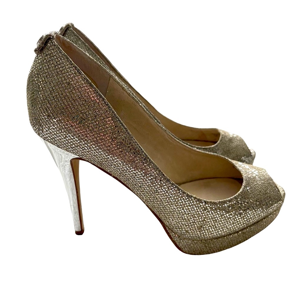 MICHAEL KORS York Silver Platform High Heel size 7